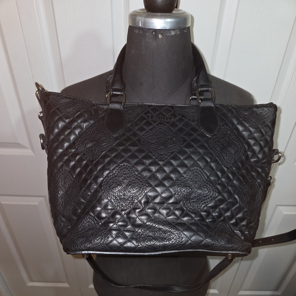 Desigual Black Quilted Tote Bag